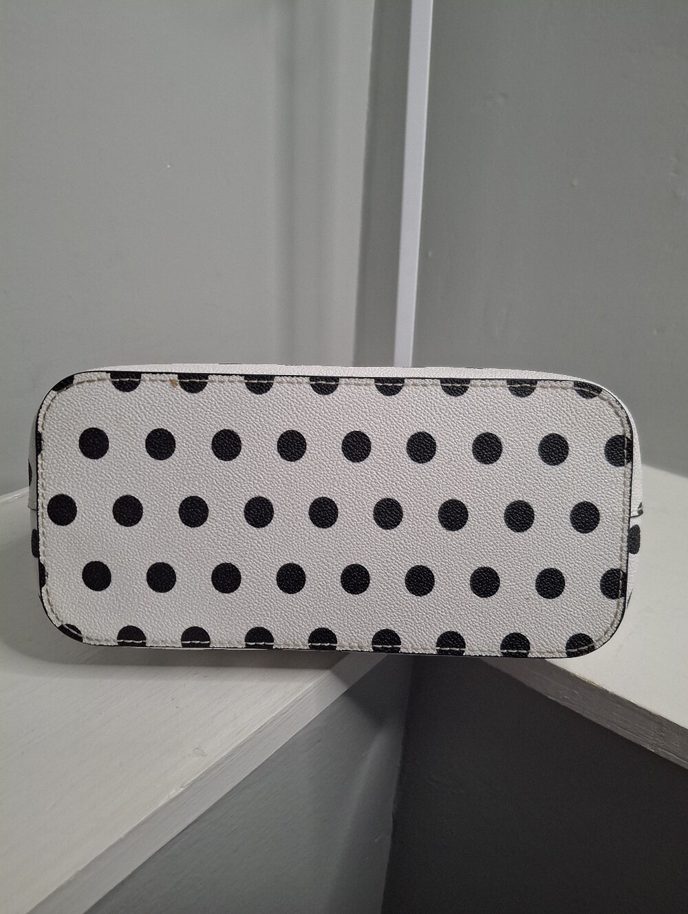 Dooney & Bourke Black White Polka Dot Satchel Handbag + Leather Wallet - Picture 5 of 8